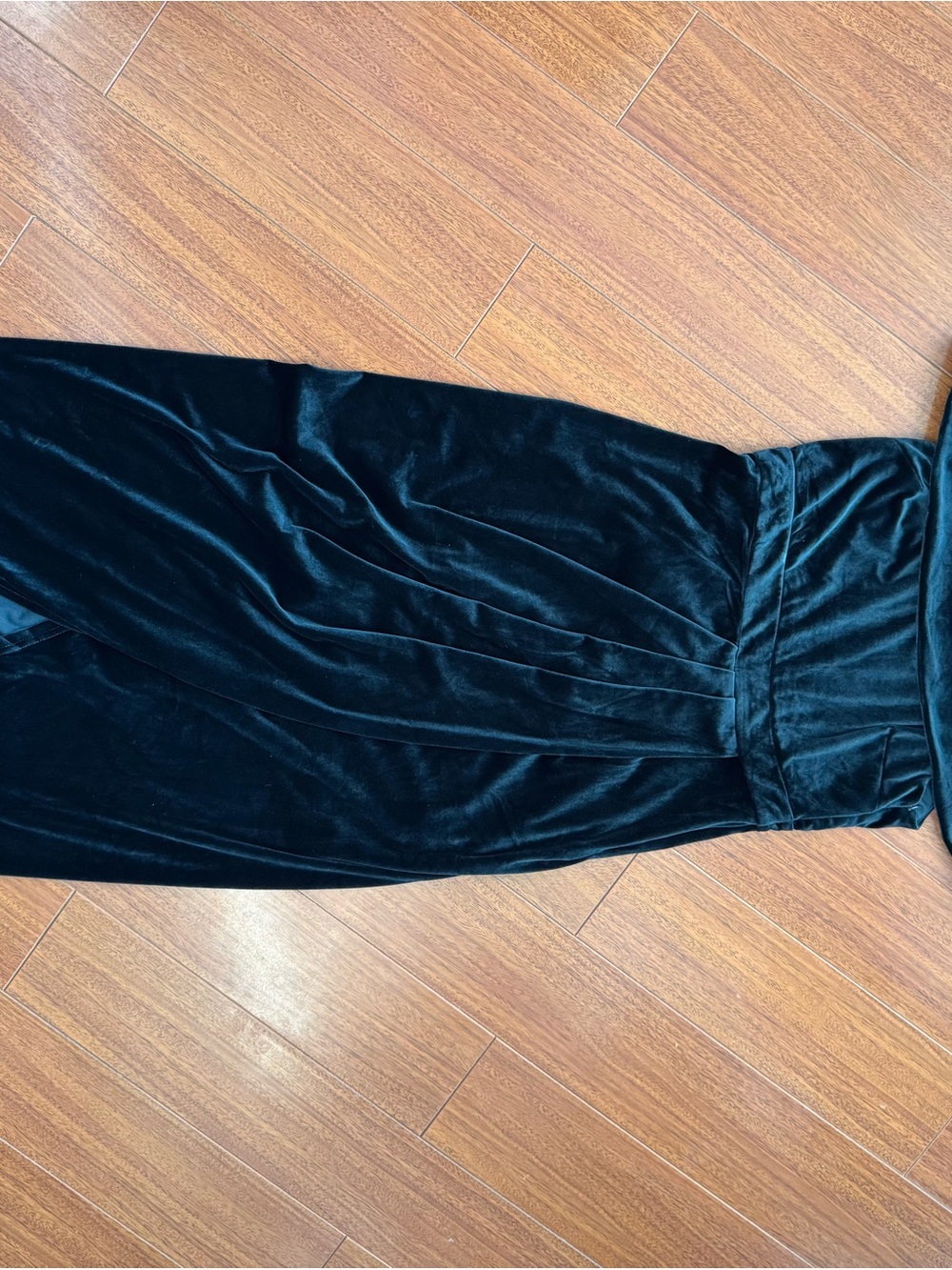 Lulus I’m Enchanted Off-Shoulder Emerald Green Velvet Slit Dress M - Picture 7 of 13